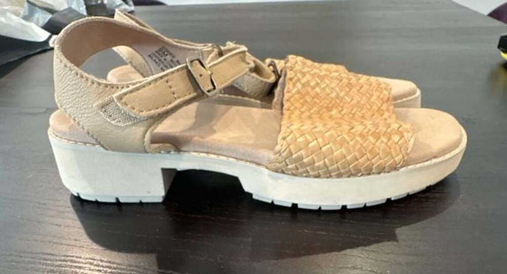 Munro Conner Woven Leather Platform Slingback Sandals Tan Size 9M